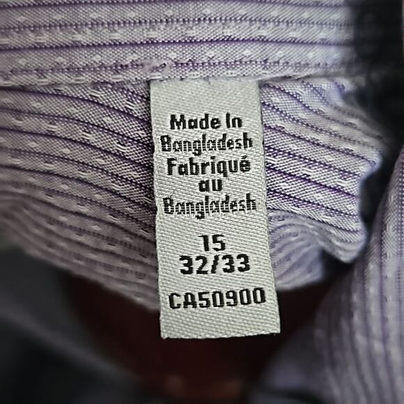 DKNY Men's Slim Fit Long Sleeves Button-Down Cotton Shirt Lavender 15- 32/33 - Picture 8 of 16